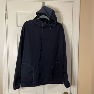 VRST Men's Activewear 1/4 Zip Anorak Windbreaker Jacket Pure Black Medium